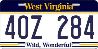 WV license plate 4OZ284