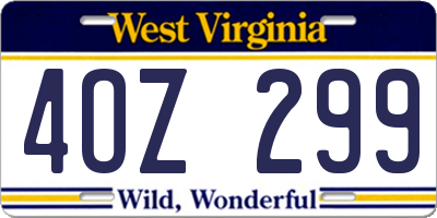 WV license plate 4OZ299