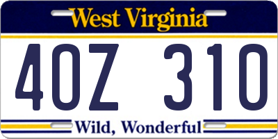 WV license plate 4OZ310