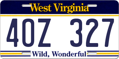 WV license plate 4OZ327