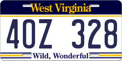 WV license plate 4OZ328