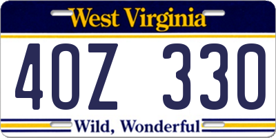 WV license plate 4OZ330