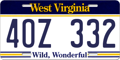 WV license plate 4OZ332