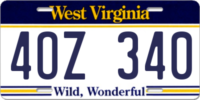 WV license plate 4OZ340