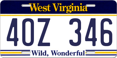WV license plate 4OZ346