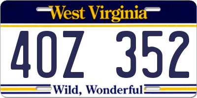 WV license plate 4OZ352