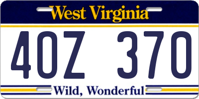 WV license plate 4OZ370