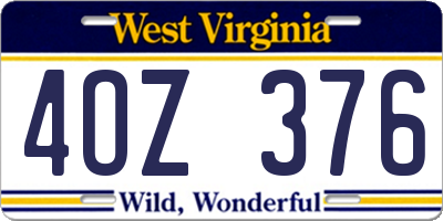 WV license plate 4OZ376