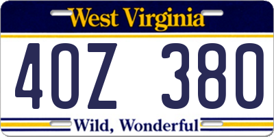 WV license plate 4OZ380