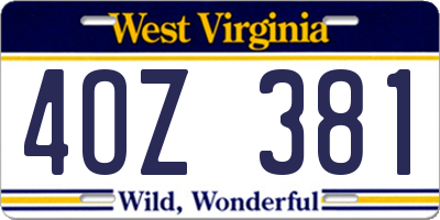 WV license plate 4OZ381