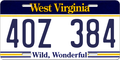 WV license plate 4OZ384