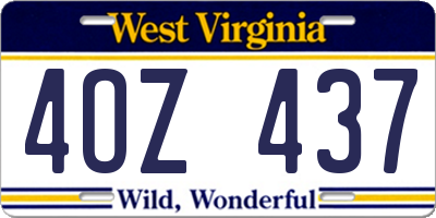 WV license plate 4OZ437