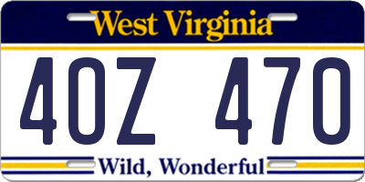WV license plate 4OZ470