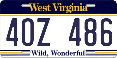 WV license plate 4OZ486