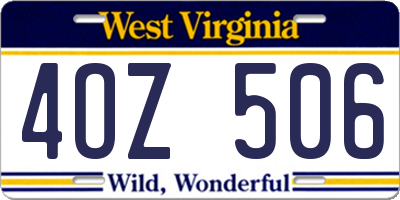 WV license plate 4OZ506