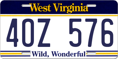 WV license plate 4OZ576