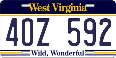 WV license plate 4OZ592