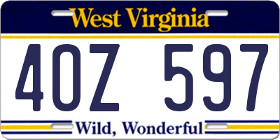 WV license plate 4OZ597
