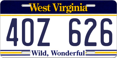 WV license plate 4OZ626