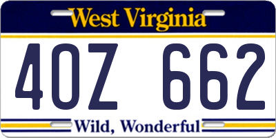 WV license plate 4OZ662