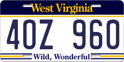 WV license plate 4OZ960