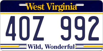 WV license plate 4OZ992