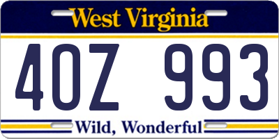 WV license plate 4OZ993