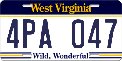 WV license plate 4PA047