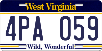 WV license plate 4PA059