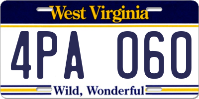WV license plate 4PA060