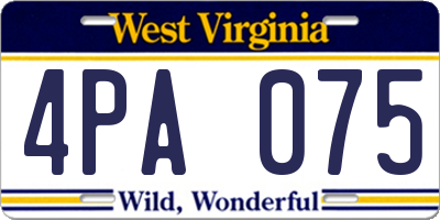 WV license plate 4PA075