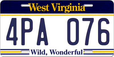 WV license plate 4PA076