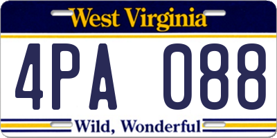 WV license plate 4PA088