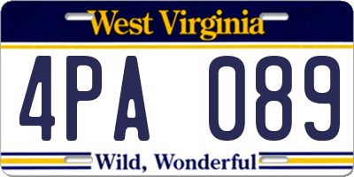WV license plate 4PA089