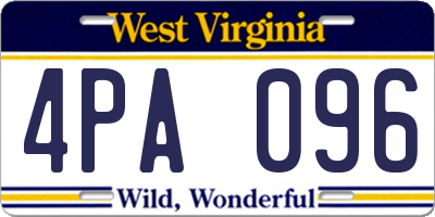 WV license plate 4PA096