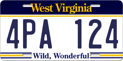 WV license plate 4PA124
