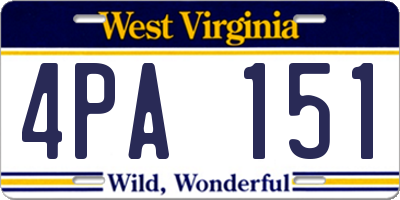 WV license plate 4PA151