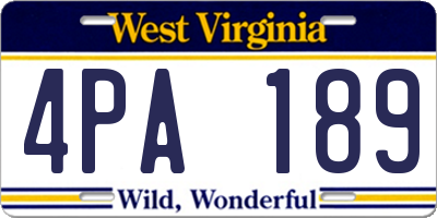WV license plate 4PA189