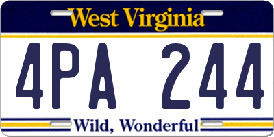 WV license plate 4PA244