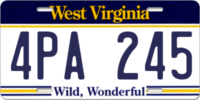 WV license plate 4PA245