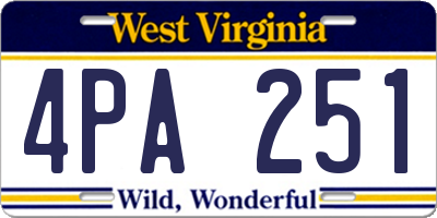 WV license plate 4PA251