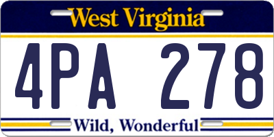 WV license plate 4PA278
