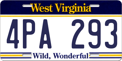 WV license plate 4PA293