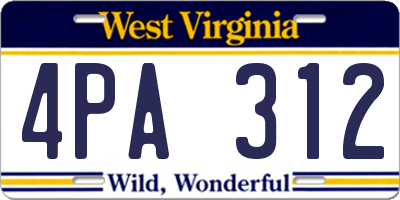 WV license plate 4PA312
