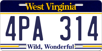 WV license plate 4PA314