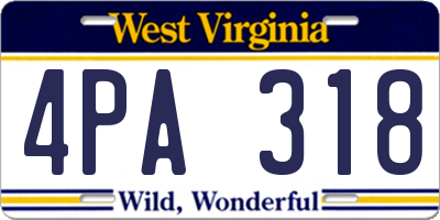 WV license plate 4PA318