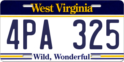 WV license plate 4PA325