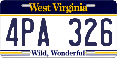 WV license plate 4PA326