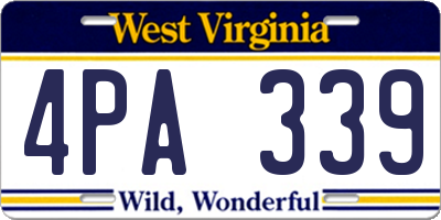 WV license plate 4PA339