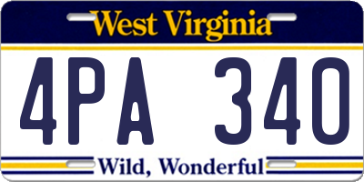 WV license plate 4PA340